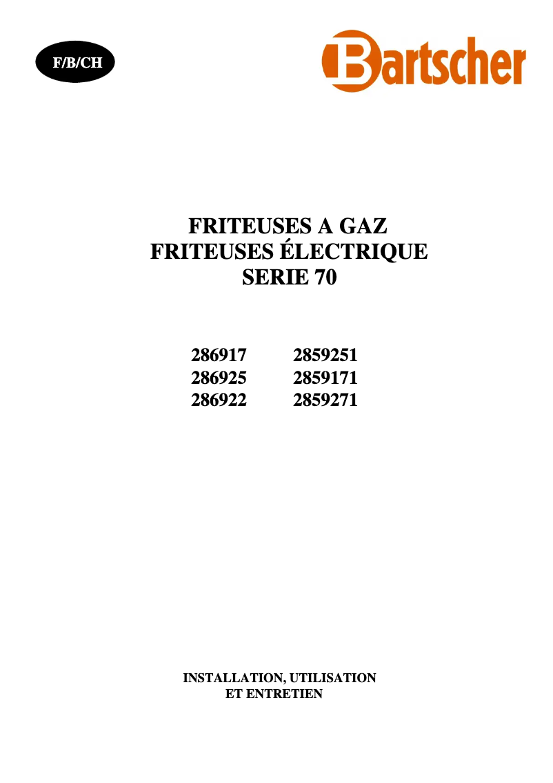 Page 1 de la notice Manuel utilisateur Bartscher 286925
