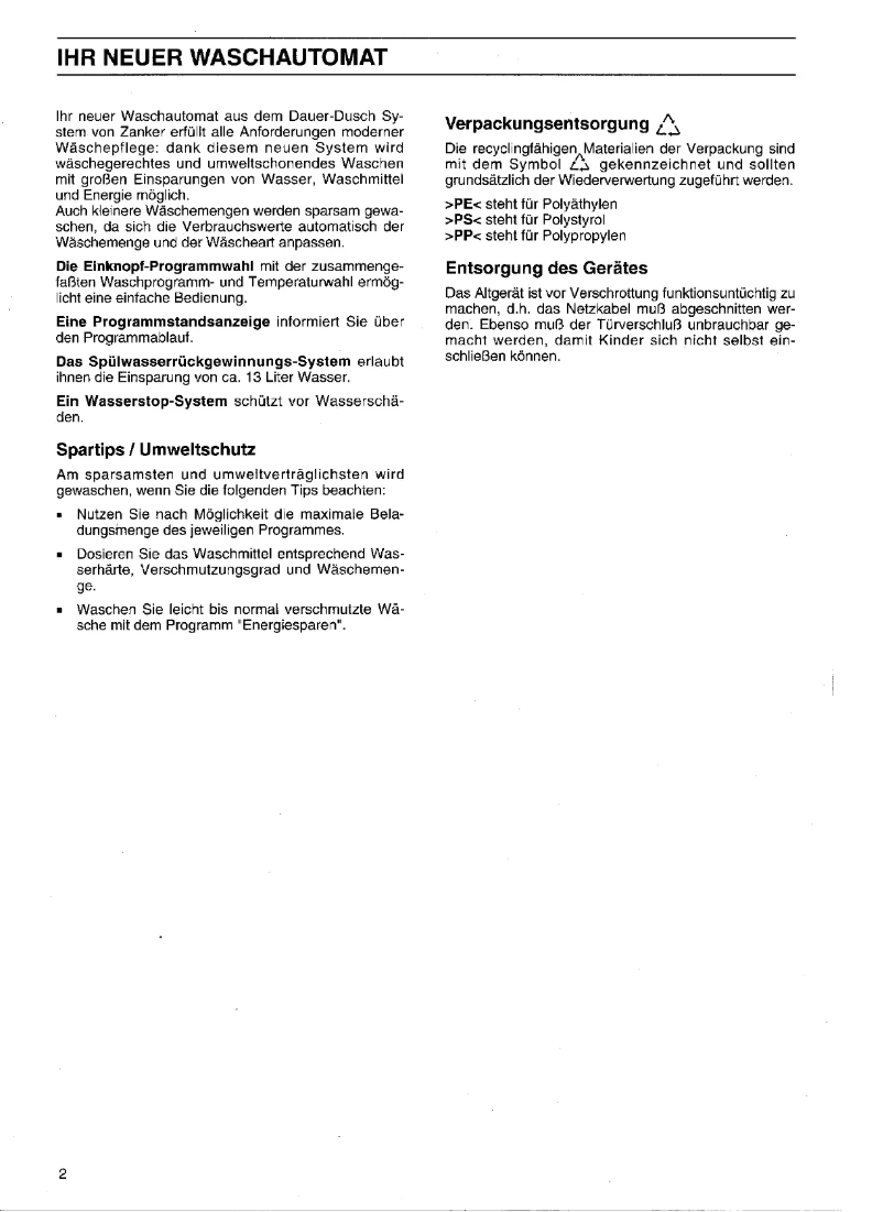 Page 1 de la notice Manuel utilisateur Zanker LF 2540 lavita