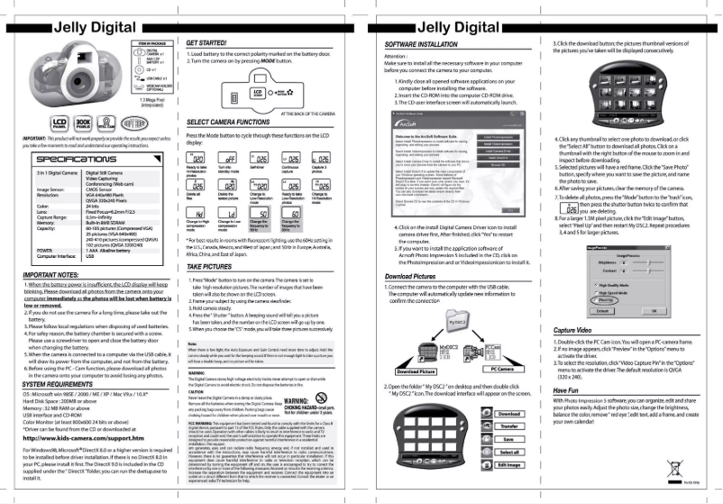 Image de la première page du manuel de l'appareil DC150