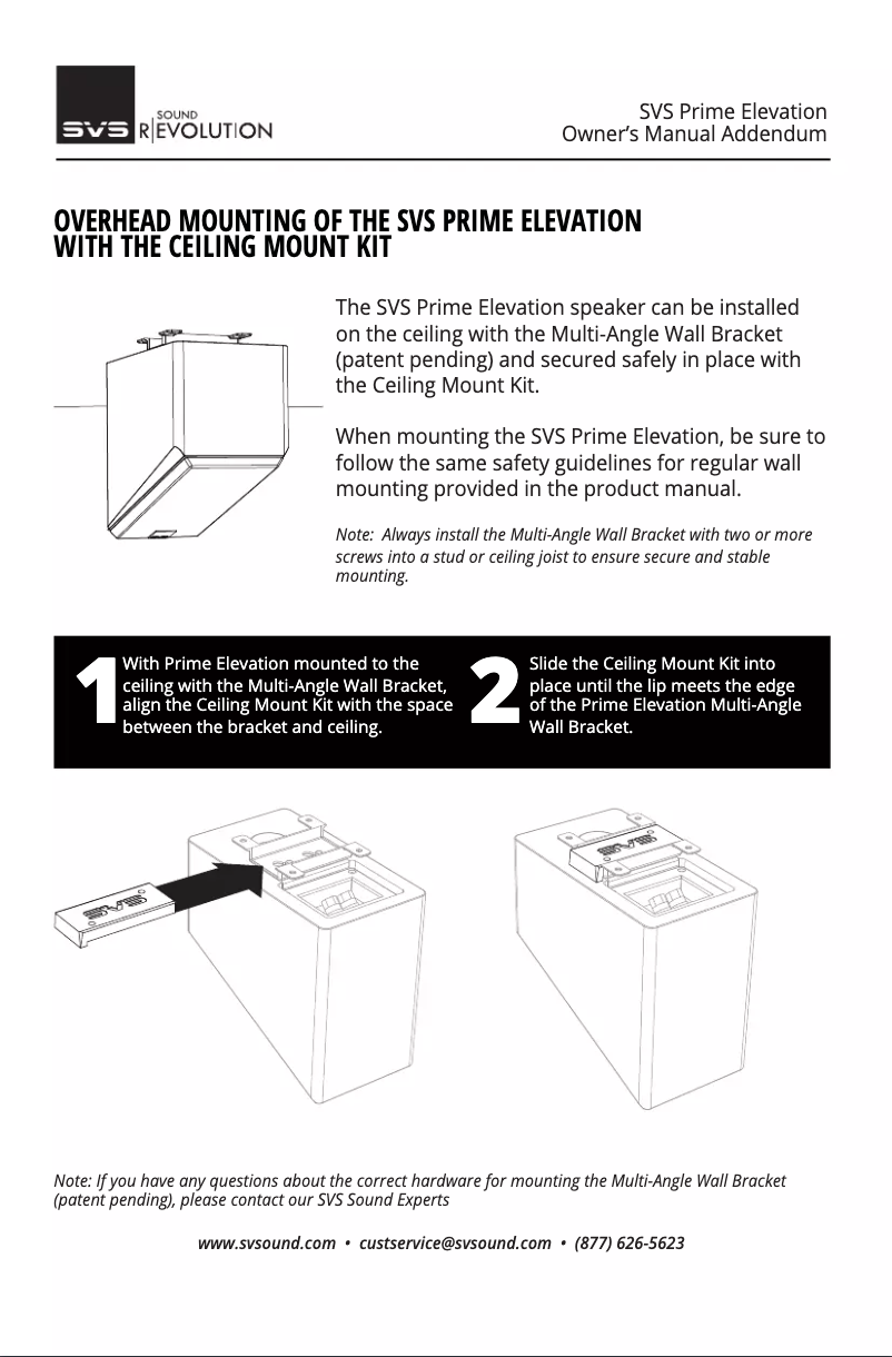 Página 1 del manual Guía de instalación SVS Prime Elevation