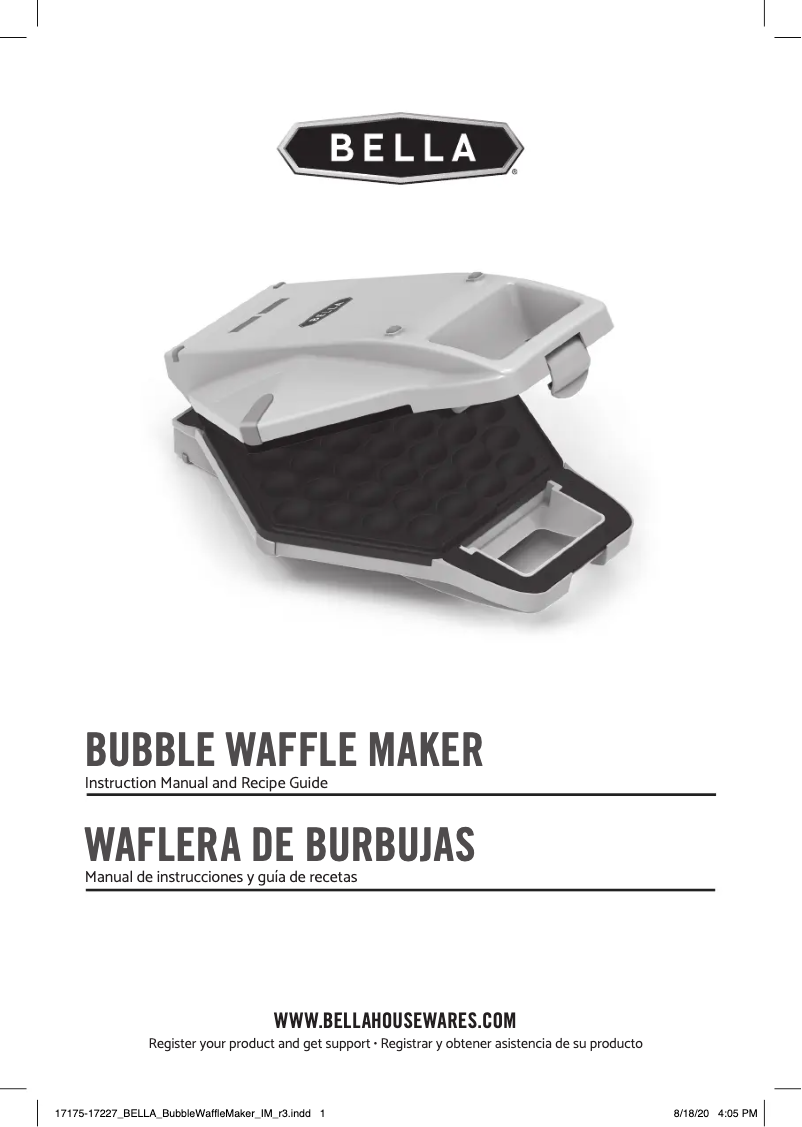 Page n°1 - Manuel utilisateur Bella Bubble Waffle Maker
