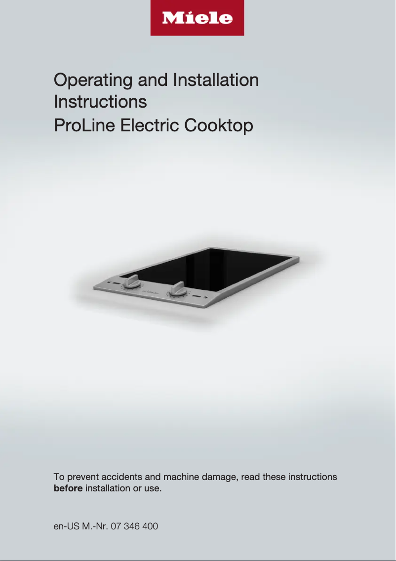 Page 1 de la notice Guide d'installation Miele CS 1112 E