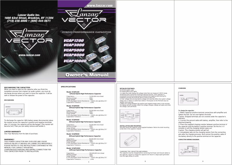 Image de la première page du manuel de l'appareil VCAP10000