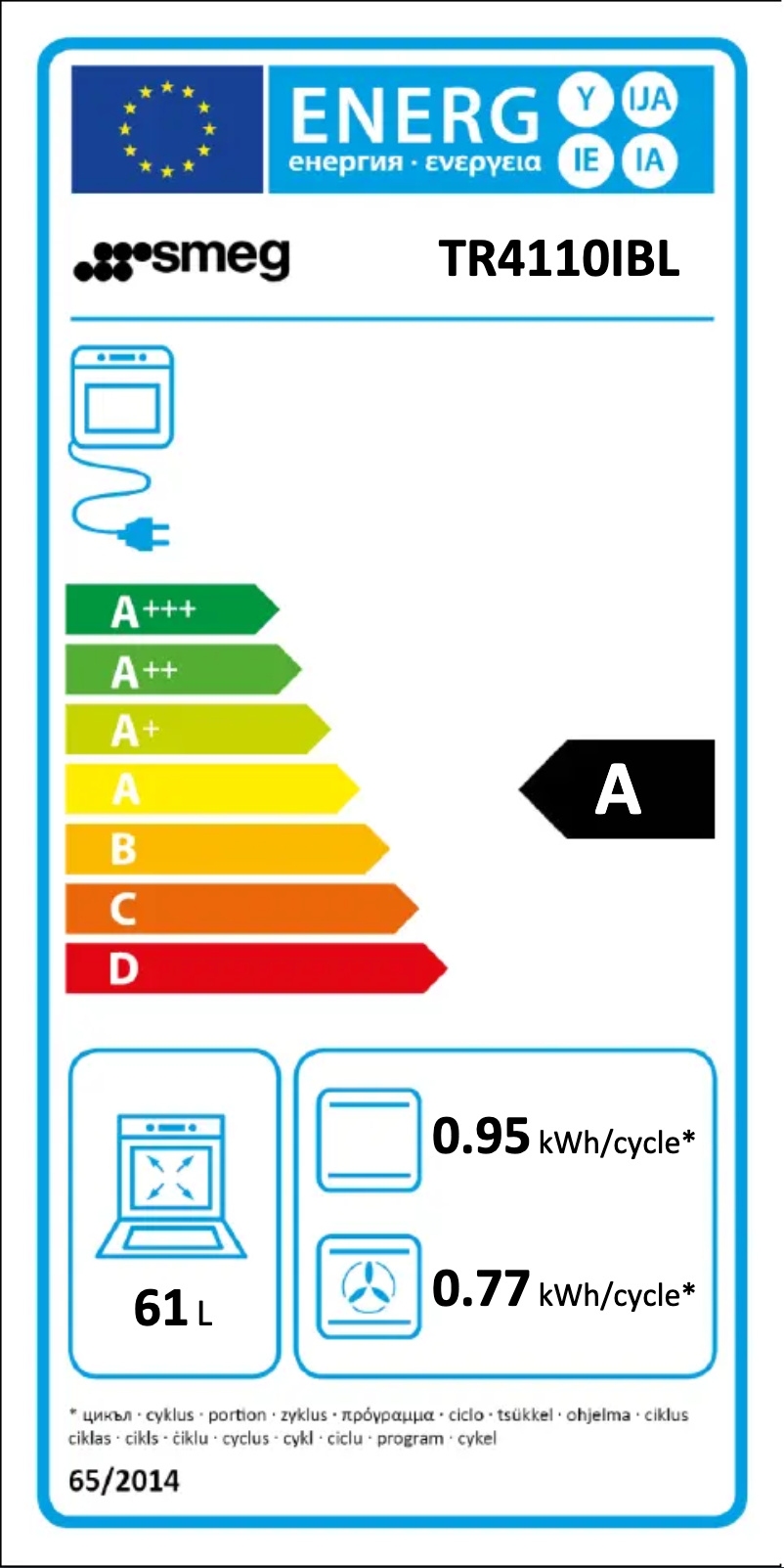 Page n°1 - Label énergétique Smeg TR4110IBL