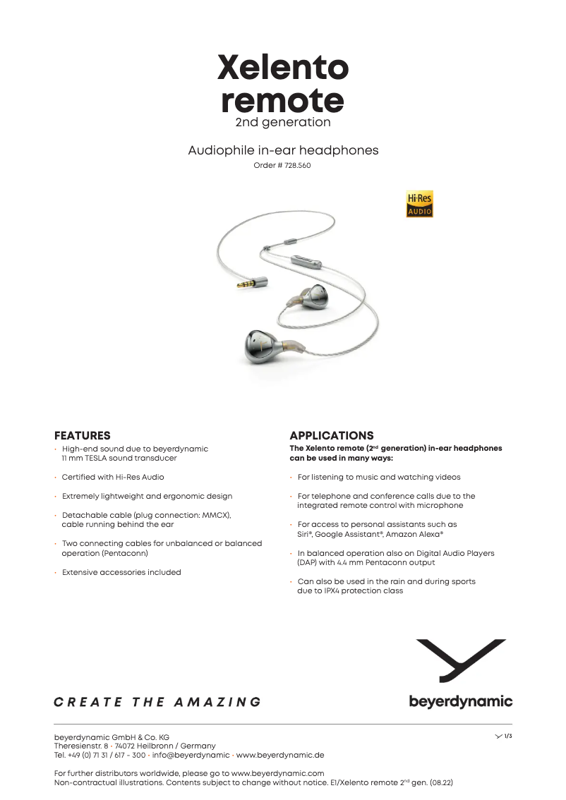 Image de la première page du manuel de l'appareil Xelento Remote