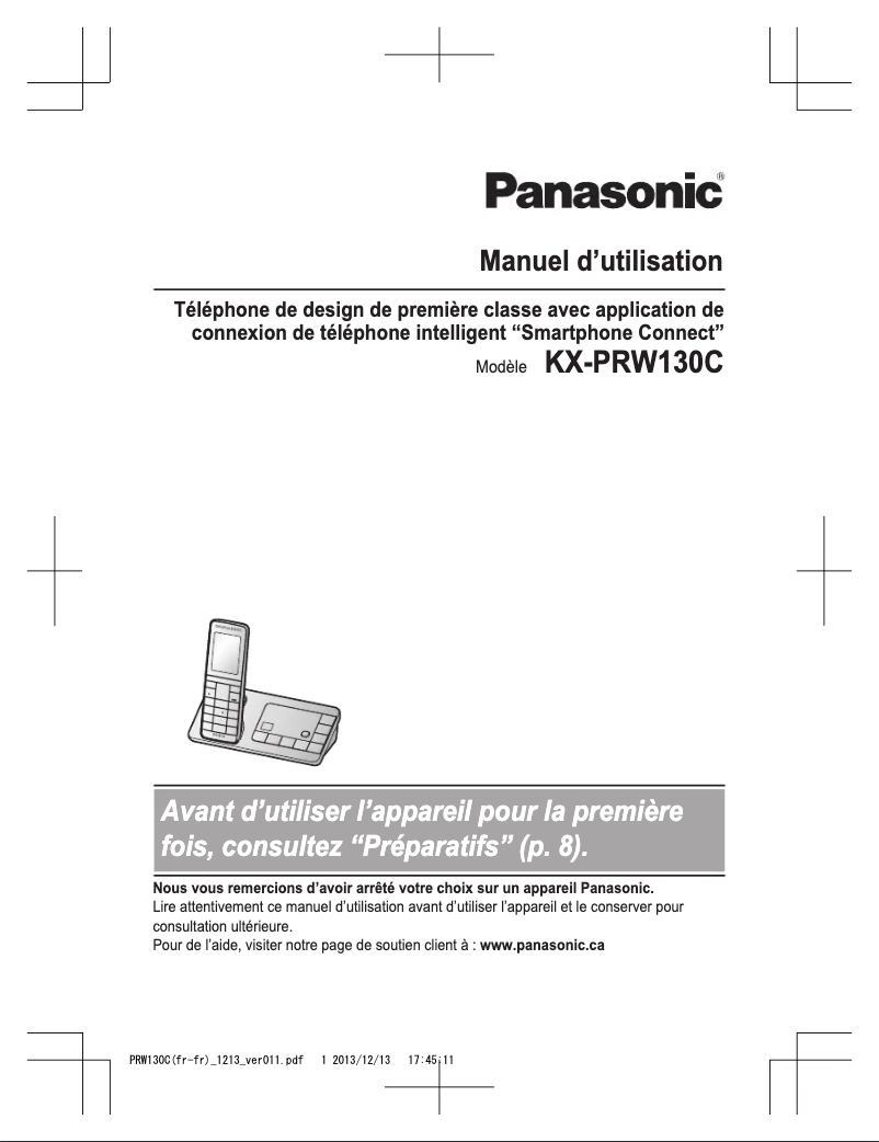 Imagen de la primera página del manual del dispositivo KX-PRW130