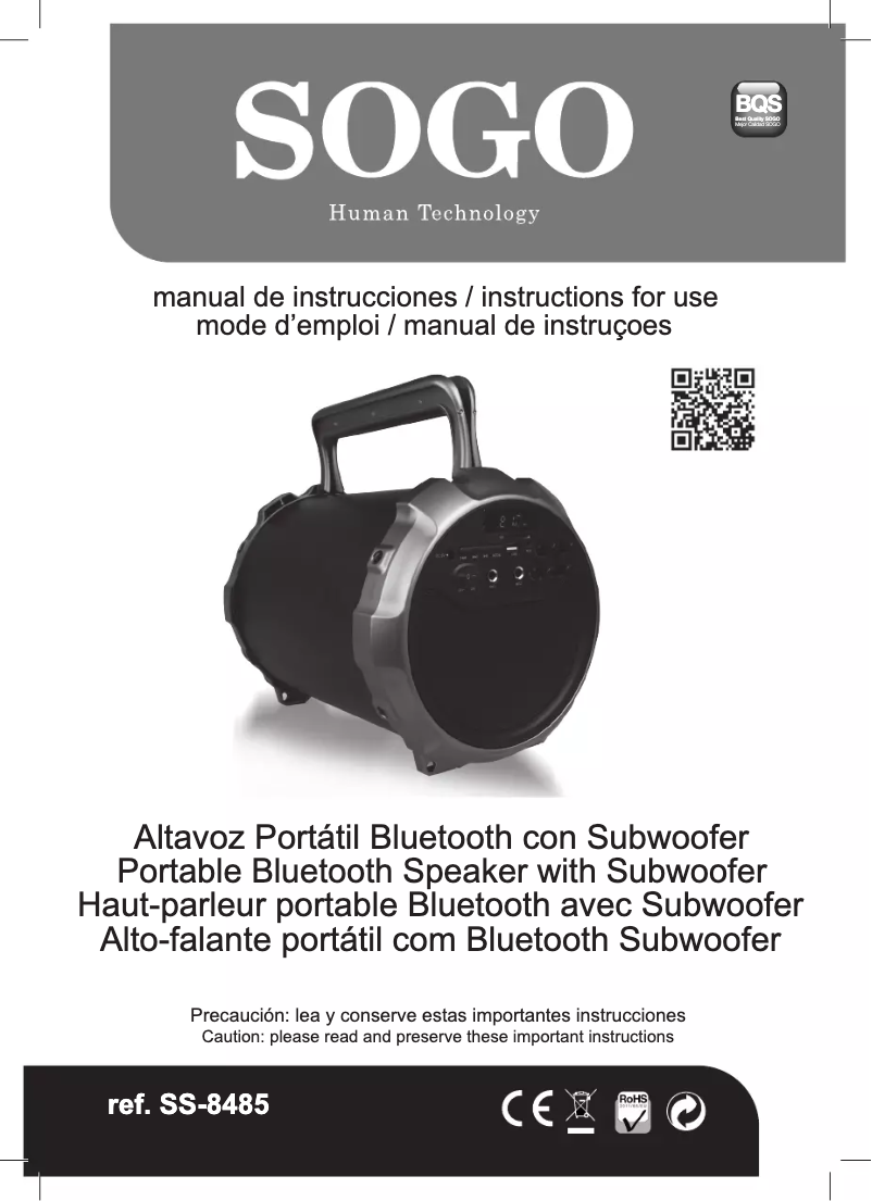 Page 1 de la notice Manuel utilisateur Sogo SS-8485