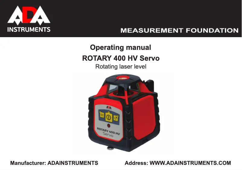 Page 1 de la notice Manuel utilisateur ADA Rotary 400 HV Servo