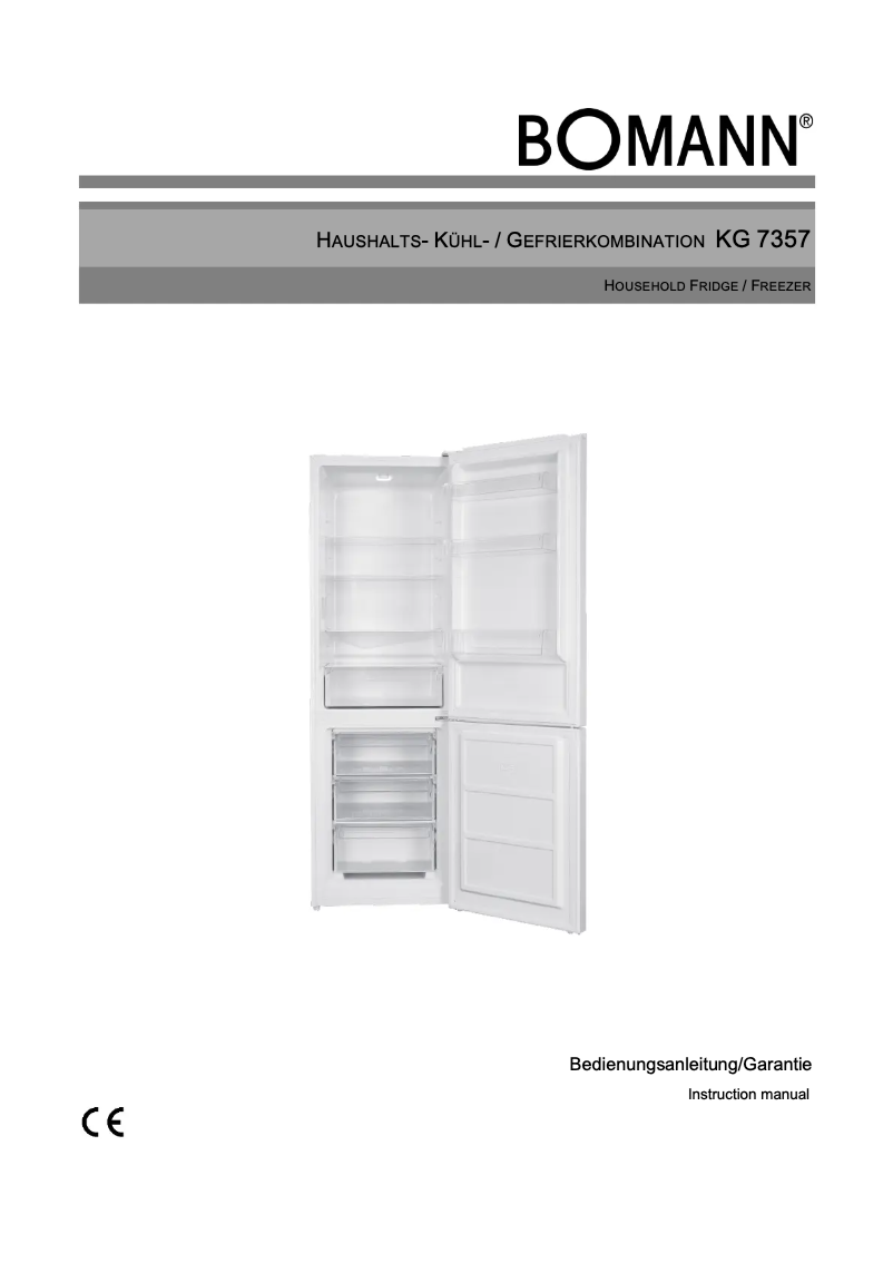 Page 1 de la notice Manuel utilisateur Bomann KG 7357