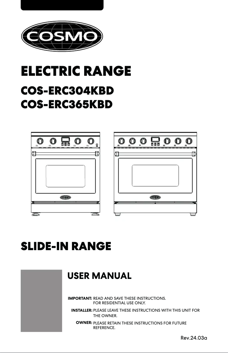 Image de la première page du manuel de l'appareil COS-ERC365KBD