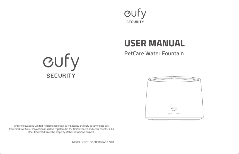 Page 1 de la notice Manuel utilisateur Eufy PetCare Water Fountain