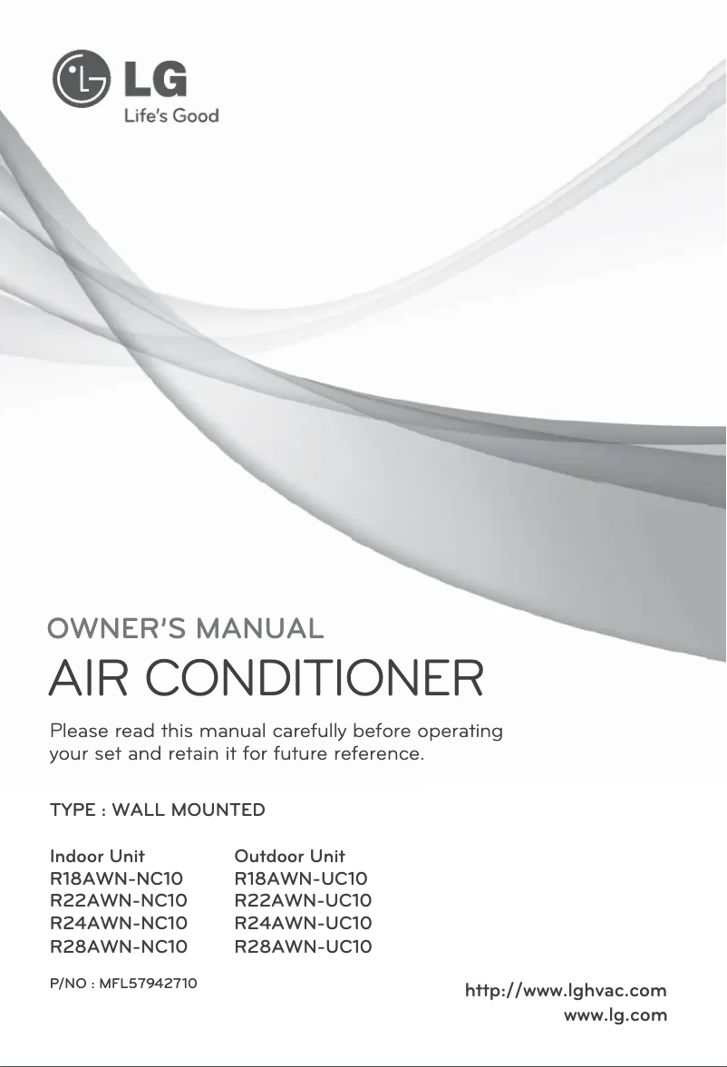 Page 1 de la notice Manuel utilisateur LG R18AWN-NC10