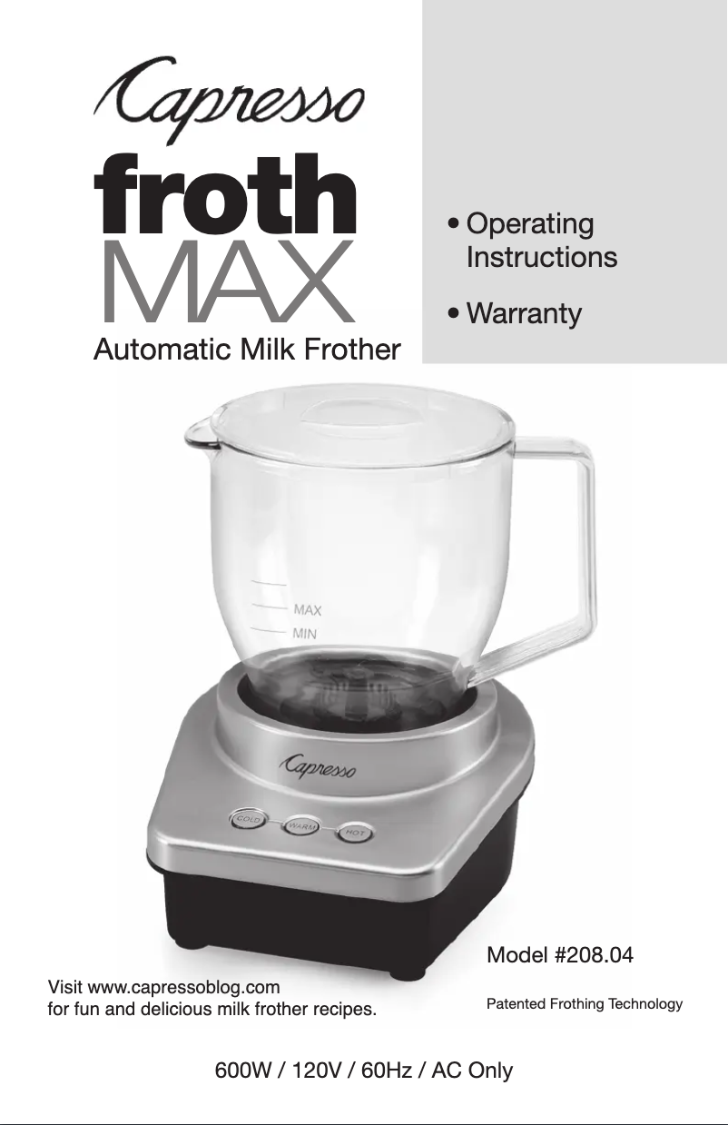 Page n°1 - Manuel utilisateur Capresso MAX