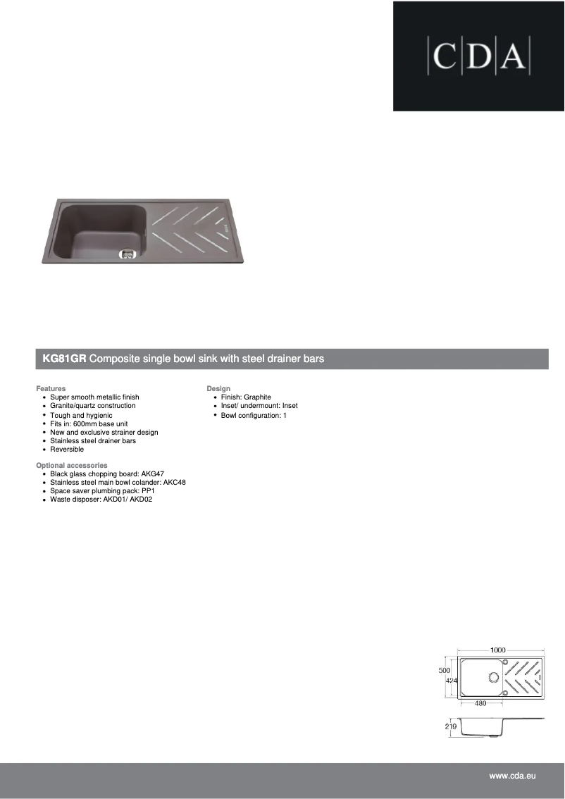 Page 1 de la notice Fiche technique CDA KG81GR