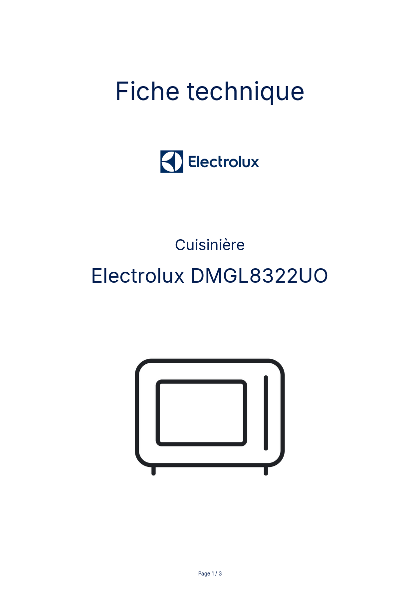 Page n°1 - Fiche technique Electrolux DMGL8322UO