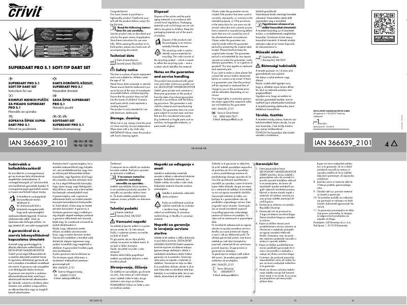 Page n°1 - Manuel utilisateur Crivit IAN 366639