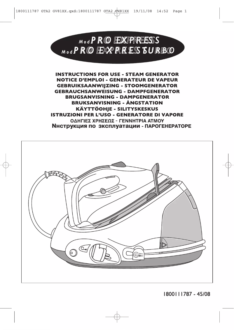 Image de la première page du manuel de l'appareil GV8150Z0