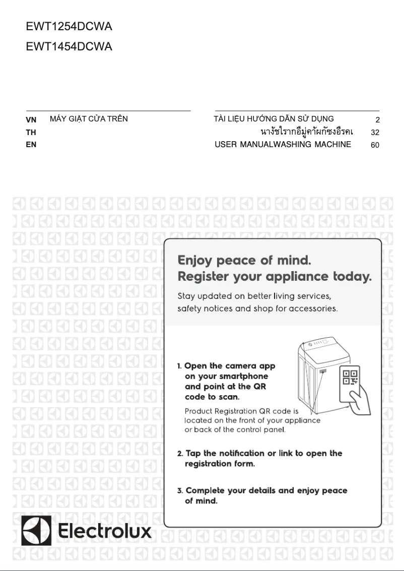 Page 1 de la notice Manuel utilisateur Electrolux EWT1254DCWA