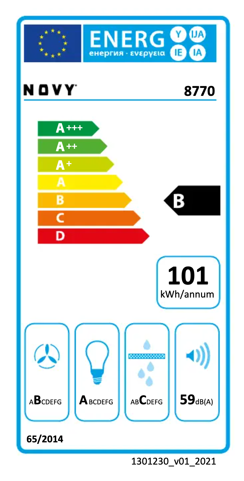 Page 1 de la notice Label énergétique Novy Fusion Pro 8770