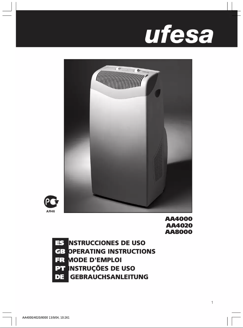 Page n°1 - Manuel utilisateur Ufesa AA8000