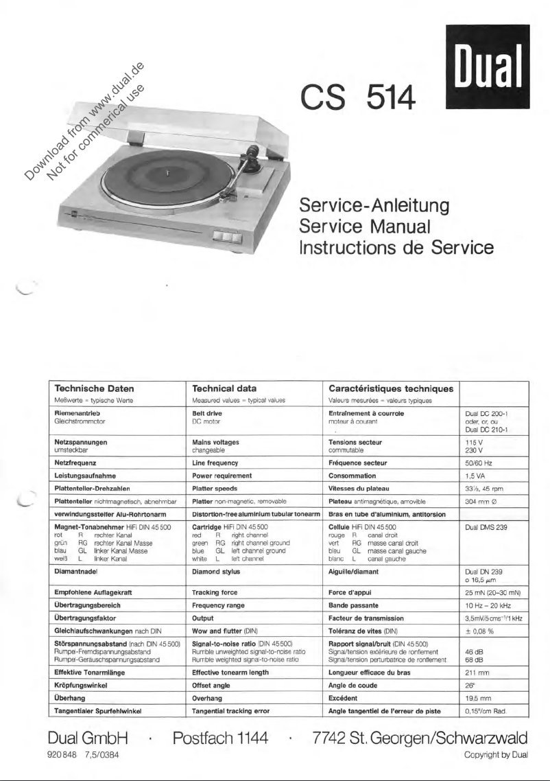 Image de la première page du manuel de l'appareil CS 514