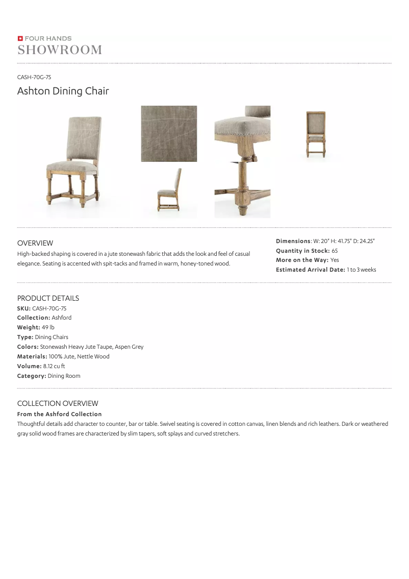 Page 1 de la notice Manuel utilisateur Four Hands CASH-70G-75