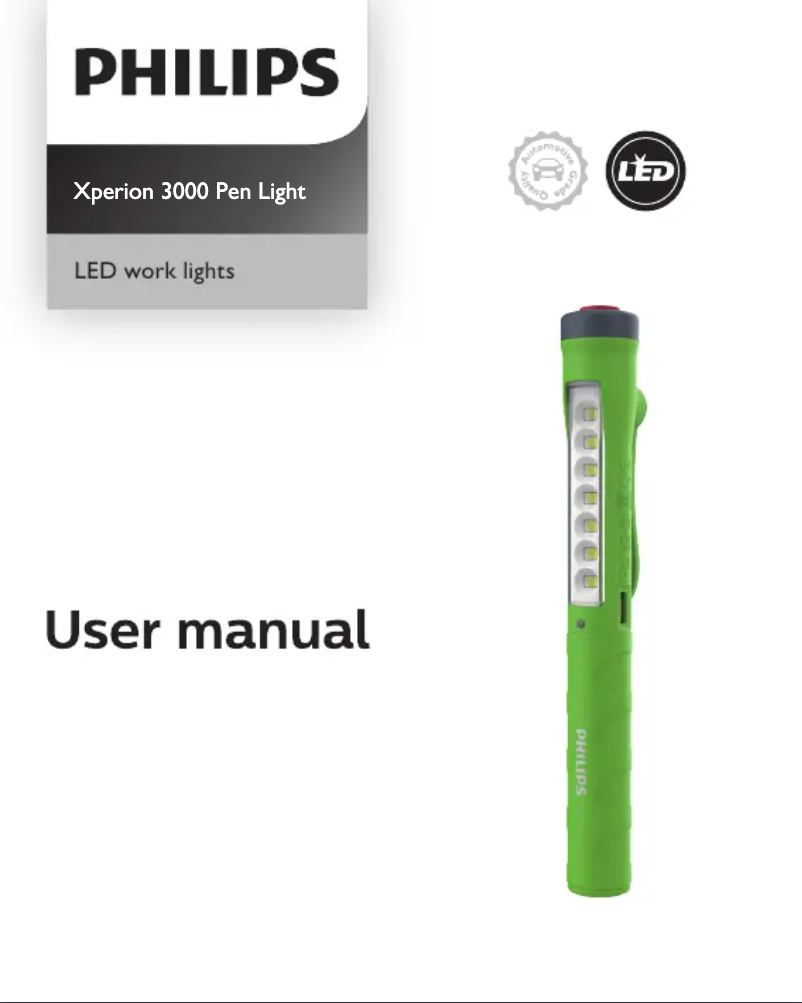 Page 1 de la notice Manuel utilisateur Philips Xperion 3000 LUMX30PENX1