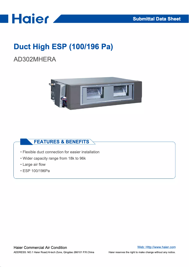 Image de la première page du manuel de l'appareil AD302MHERA