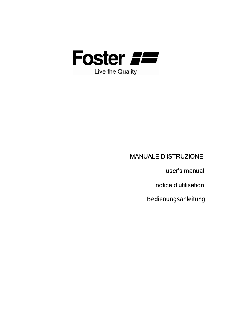 Page n°1 - Manuel utilisateur Foster S4000.Line.IS.4
