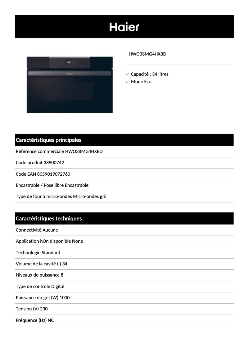 Imagen de la primera página del manual del dispositivo HWO38MG4HXBD