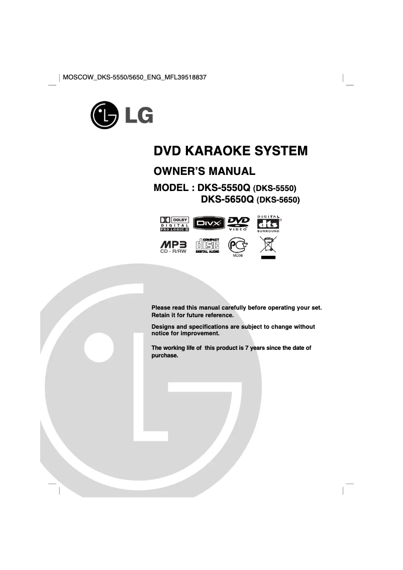 Page 1 de la notice Manuel utilisateur LG DKS-5650