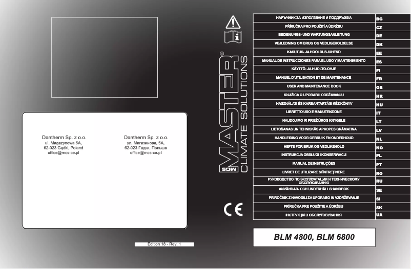 Page n°1 - Manuel utilisateur Master BLM 6800