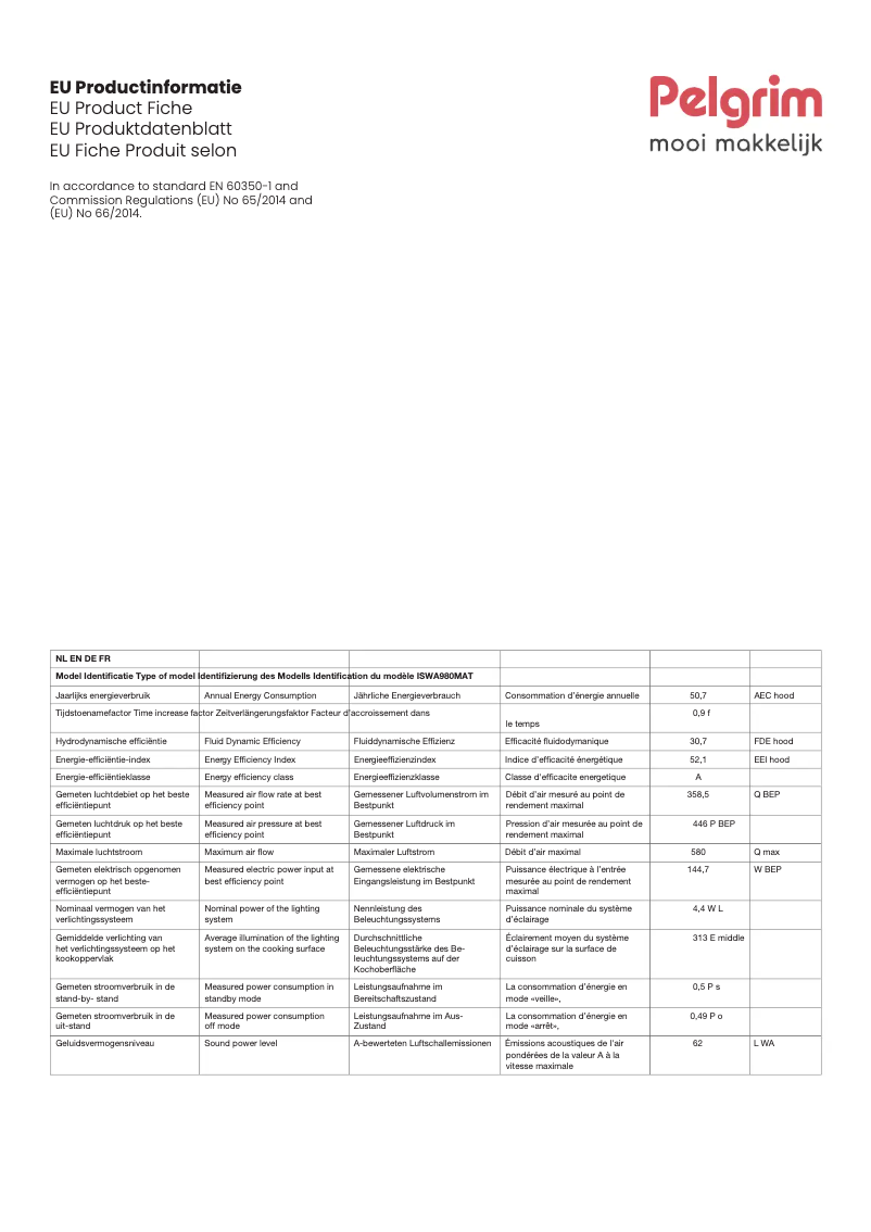 Image de la première page du manuel de l'appareil ISWA980MAT