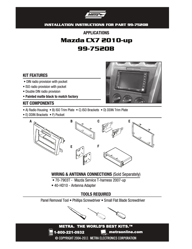 Page n°1 - Manuel utilisateur Metra 99-7520B
