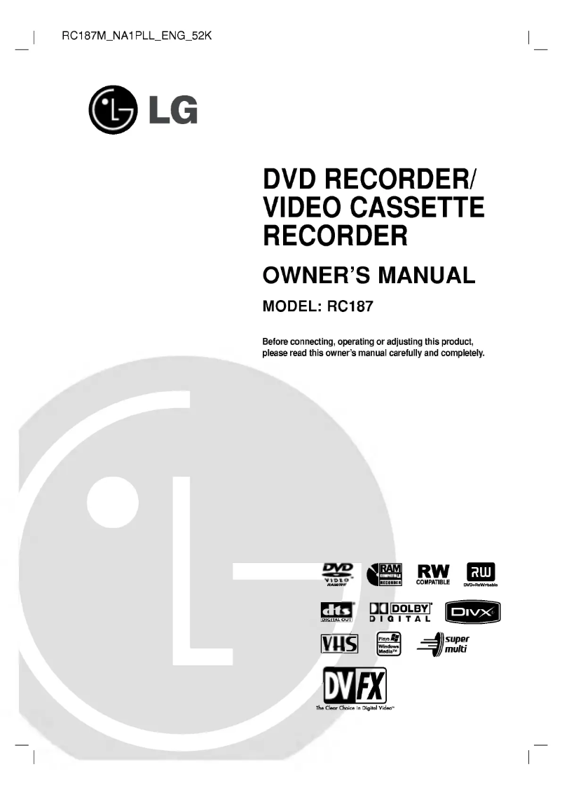 Image de la première page du manuel de l'appareil RC187M