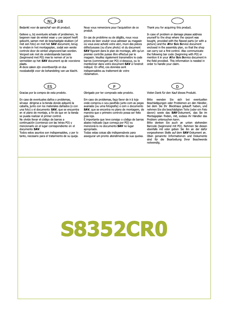 Image de la première page du manuel de l'appareil S8352CR0