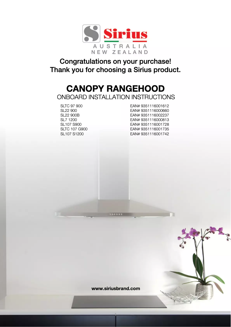 Page n°1 - Manuel utilisateur Sirius SL22 900