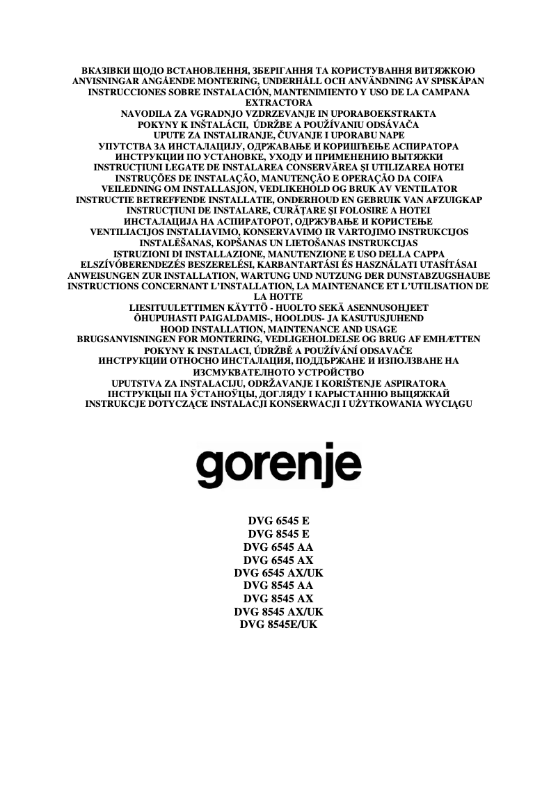 Page 1 de la notice Manuel utilisateur Gorenje DVG8545E