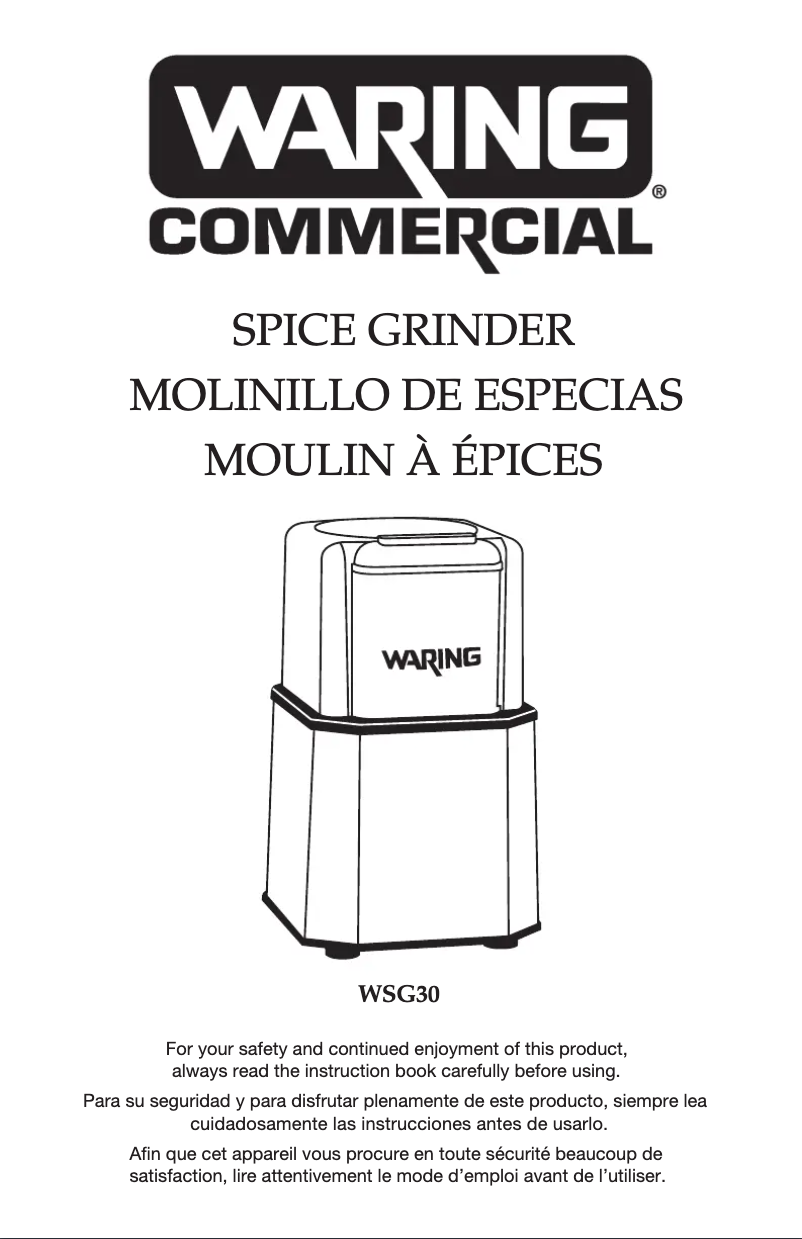 Página 1 del manual Instrucciones / montaje Waring Commercial WSG30