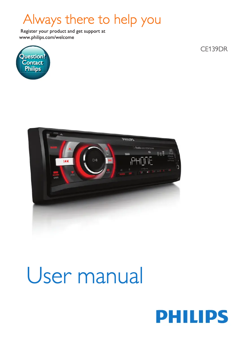 Page n°1 - Manuel utilisateur Philips CarStudio CE139DR