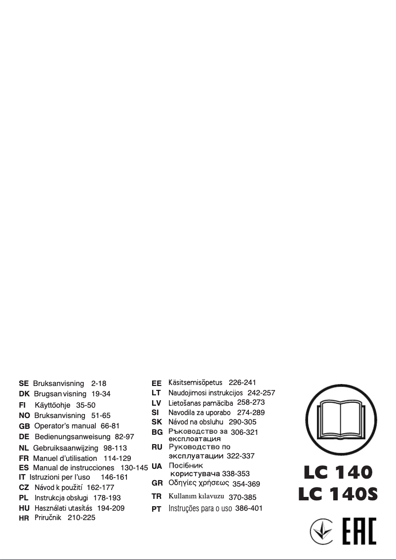 Page n°1 - Manuel utilisateur Husqvarna LC 140S