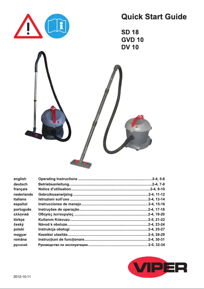 Image de la première page du manuel de l'appareil Viper SD18