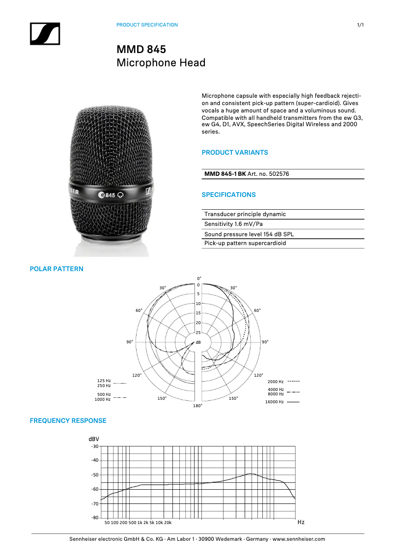 Page n°1 - Manuel utilisateur Sennheiser MMD 845