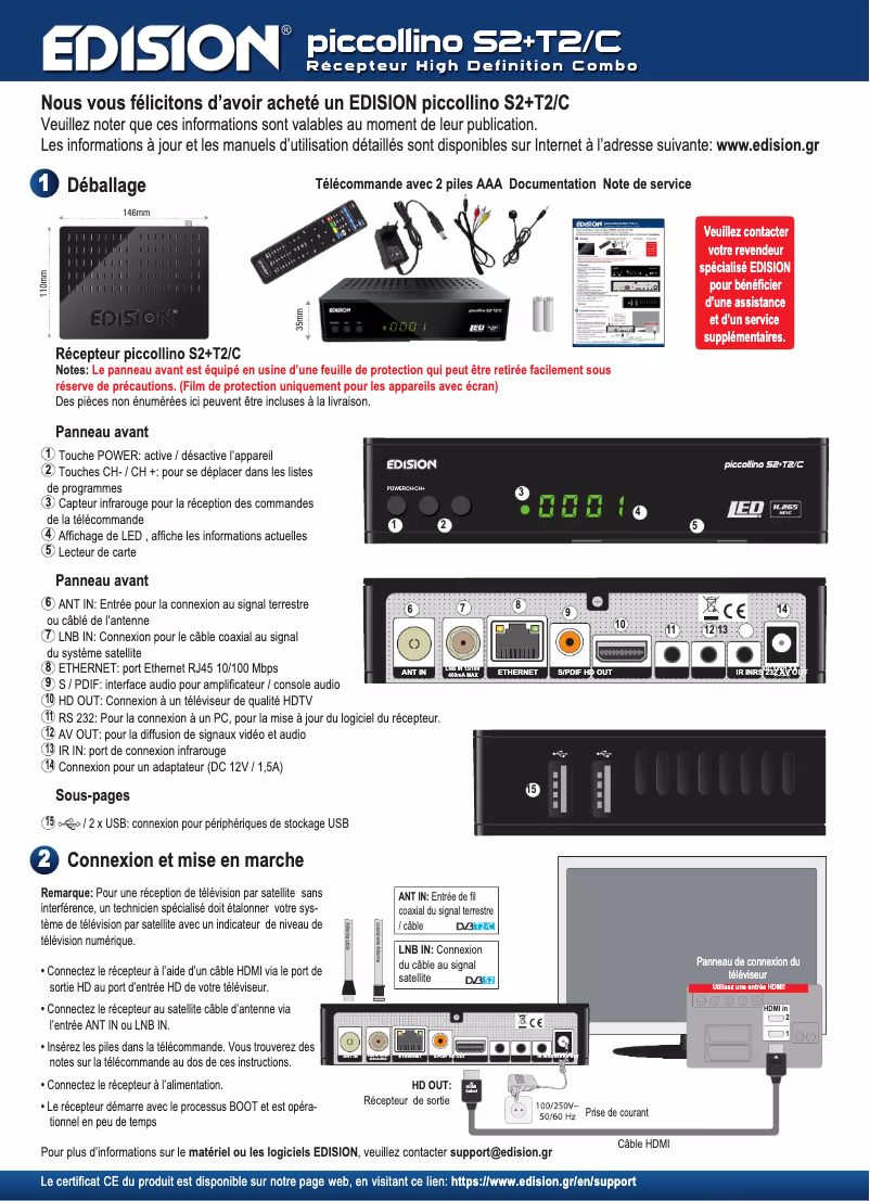 Image de la première page du manuel de l'appareil Piccollino S2+T2/C