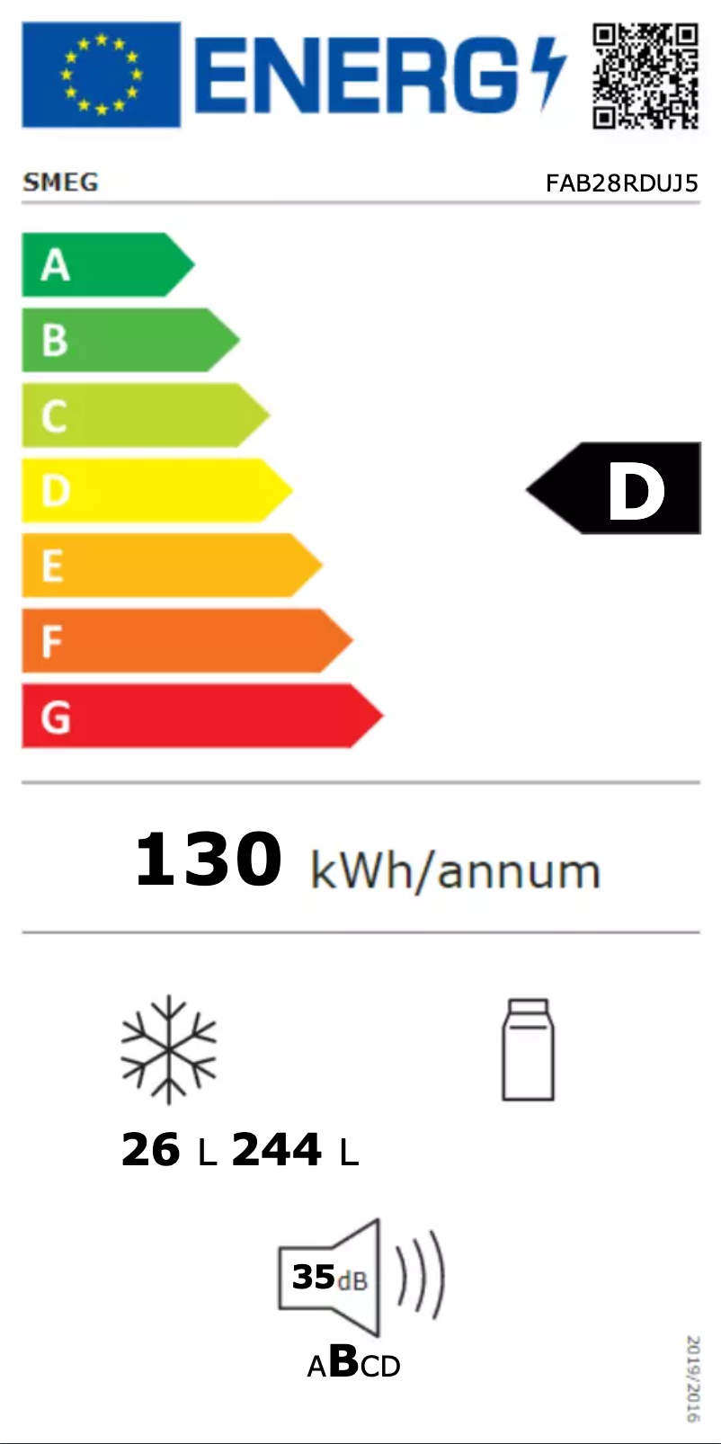 Page n°1 - Label énergétique Smeg FAB28RDUJ5