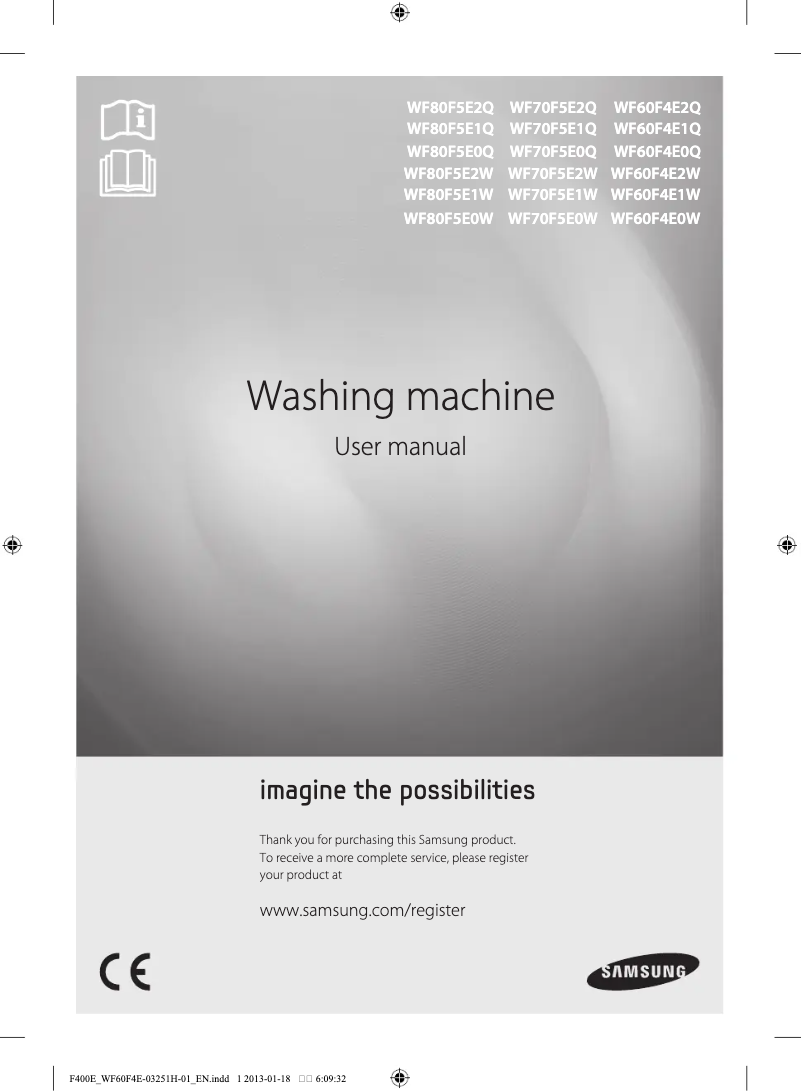 Page 1 de la notice Manuel utilisateur Samsung WF60F4E1Q