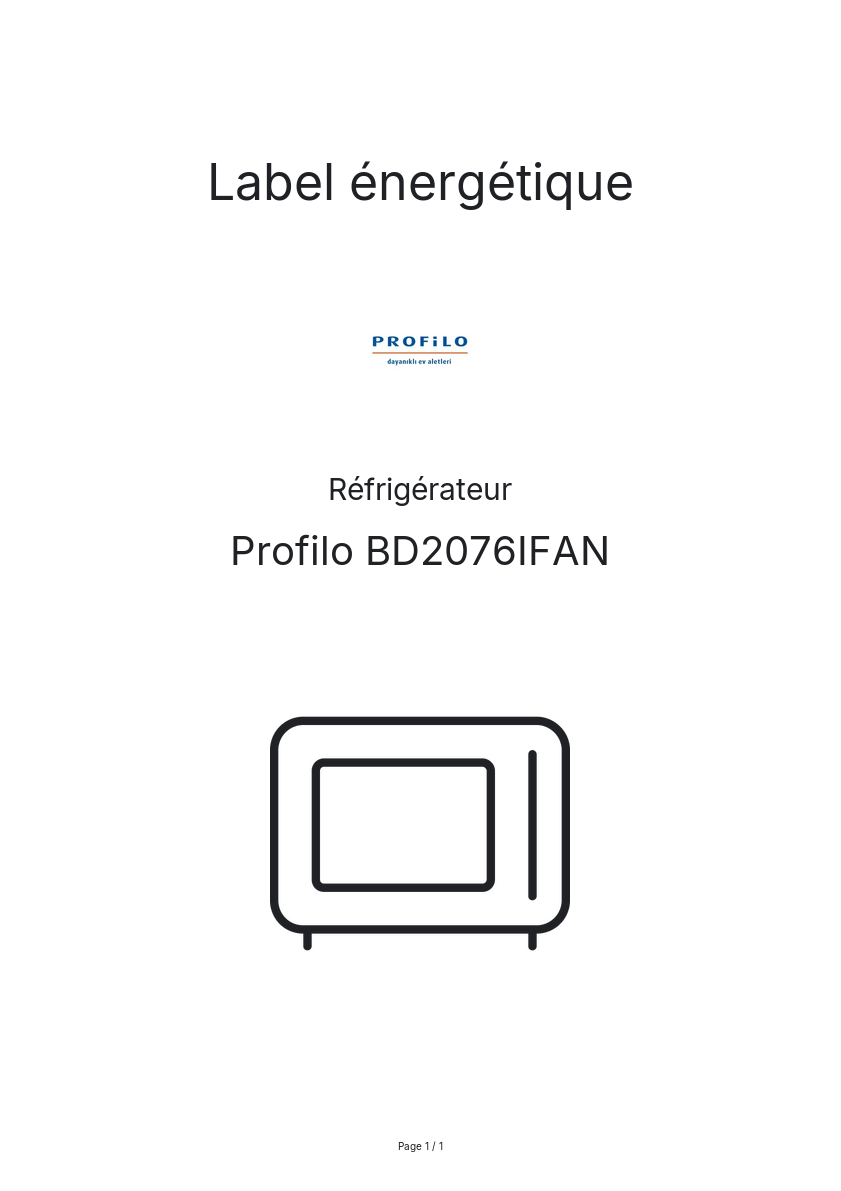 Image de la première page du manuel de l'appareil BD2076IFAN