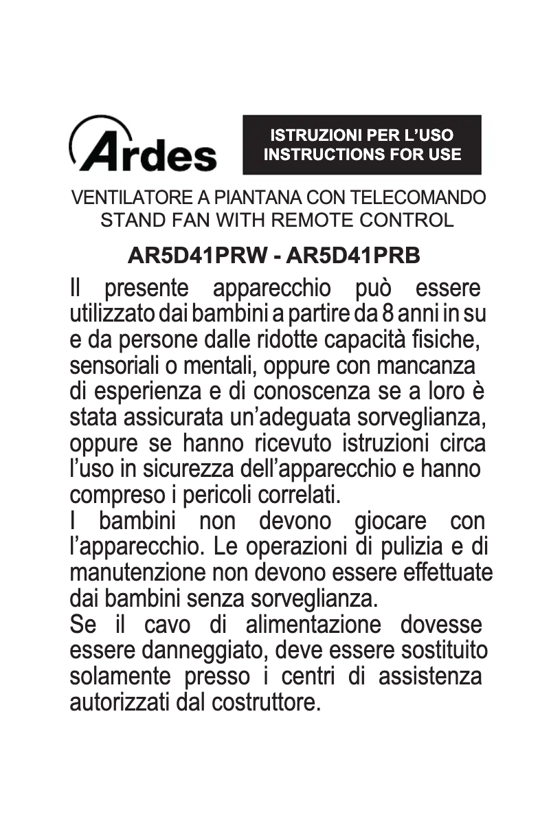 Página 1 del manual Instrucciones / montaje Ardes AR5D41PRW