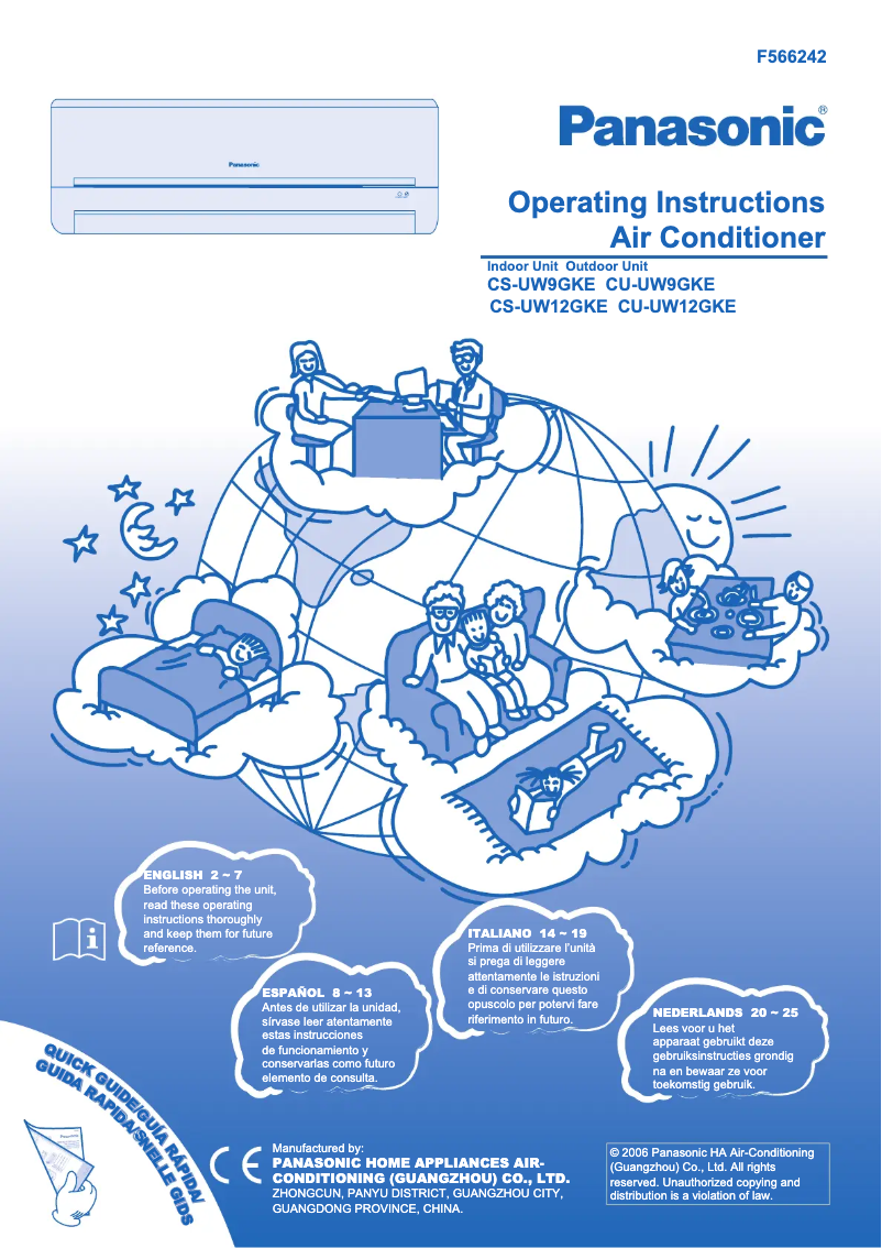 Página 1 del manual Manual de usuario Panasonic CS-UW9GKE