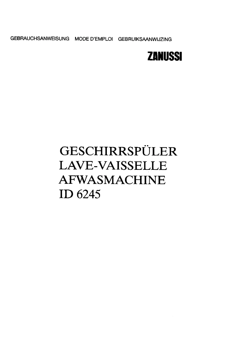 Page n°1 - Manuel utilisateur Zanussi ID 6245